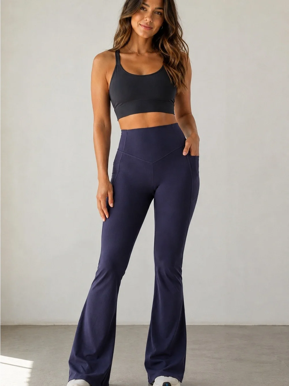 NWOT Halara UltraSculpt Navy Scrunch Butt Flare Yoga Leggings, Size L UltraTall